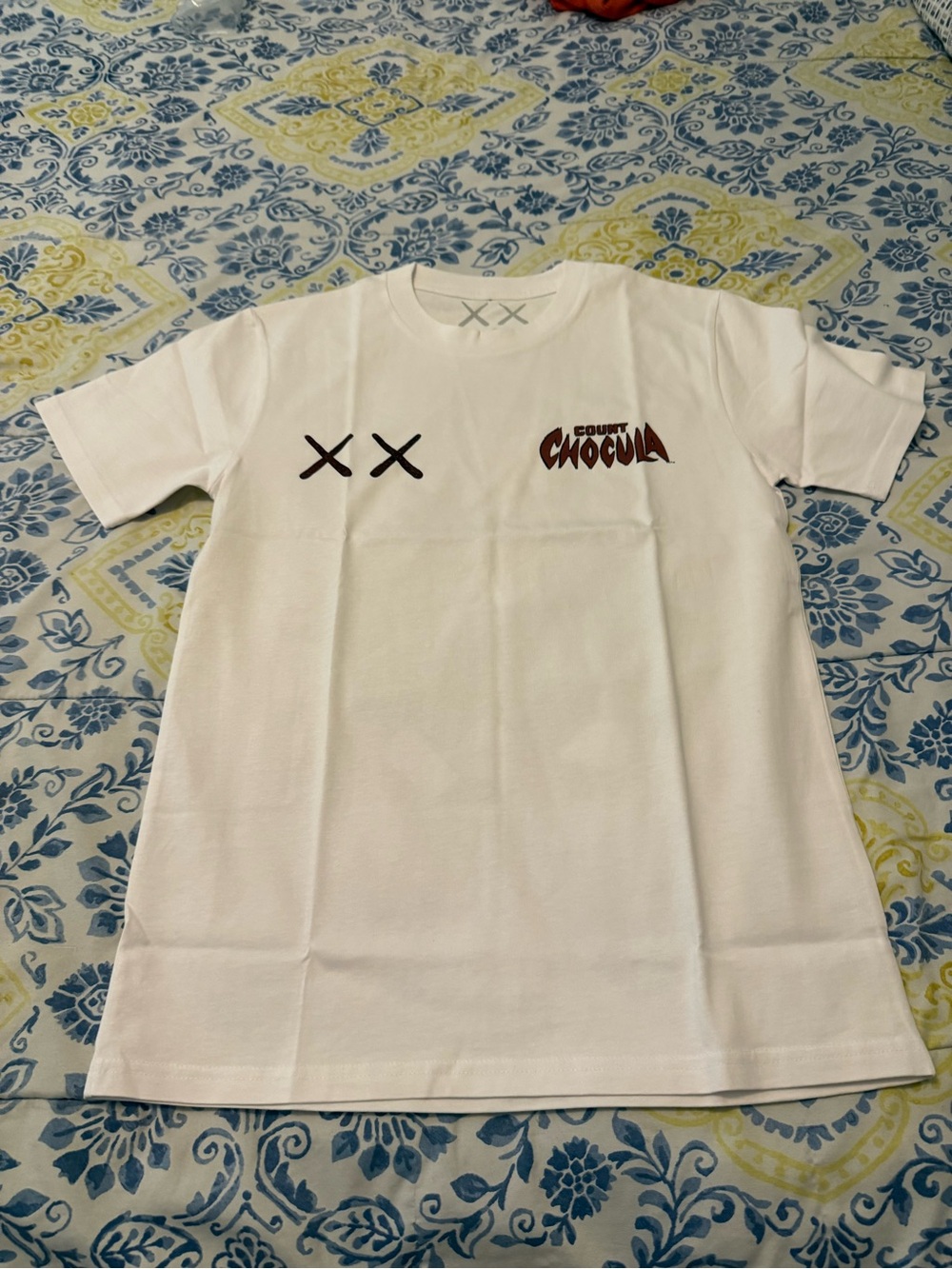KAWS Count Chocula White Short Sleeve Tee with Black Graphic Accents